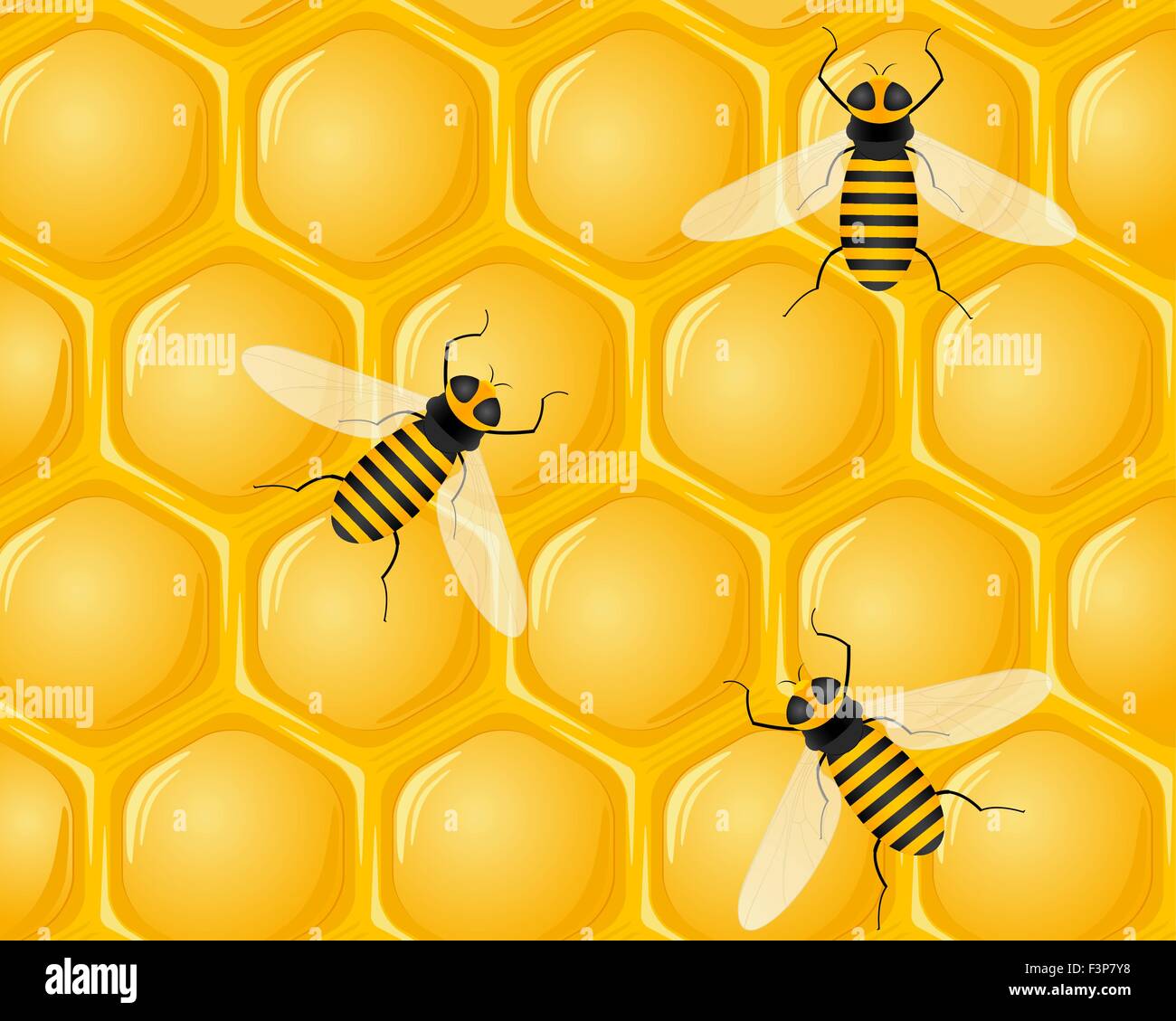 Honeycomb and bees background. Vector illustration Stock Vector Image ...