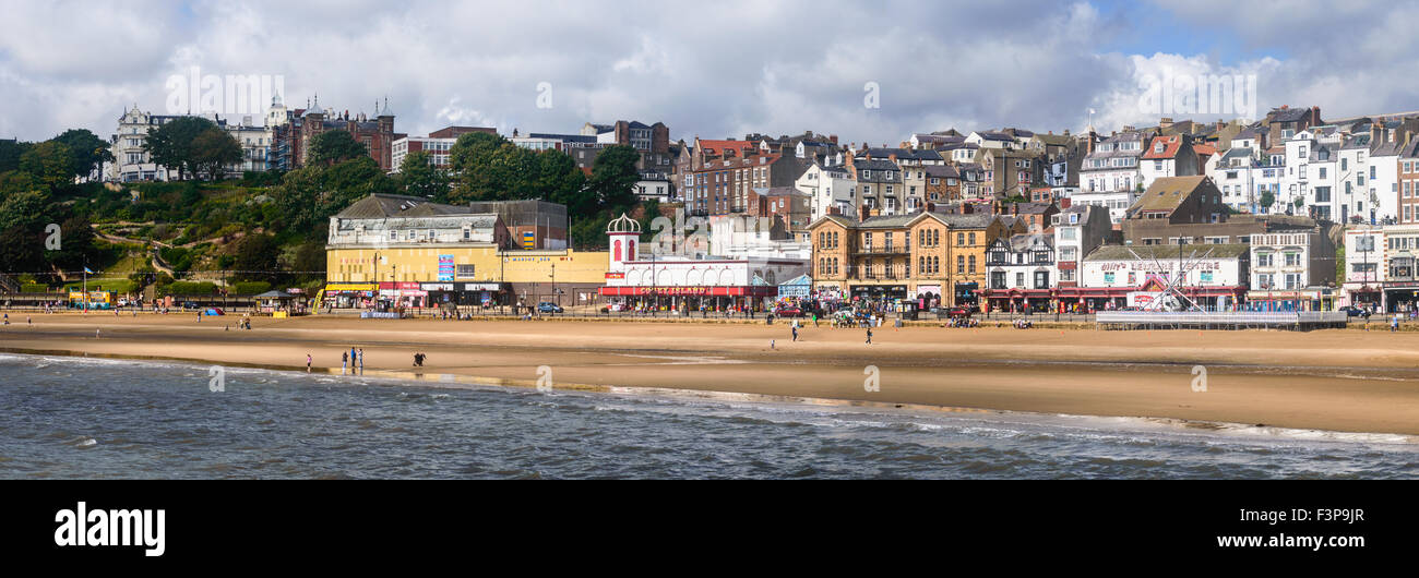 Scarborough beach front showing amusement arcades and shops Stock Photo