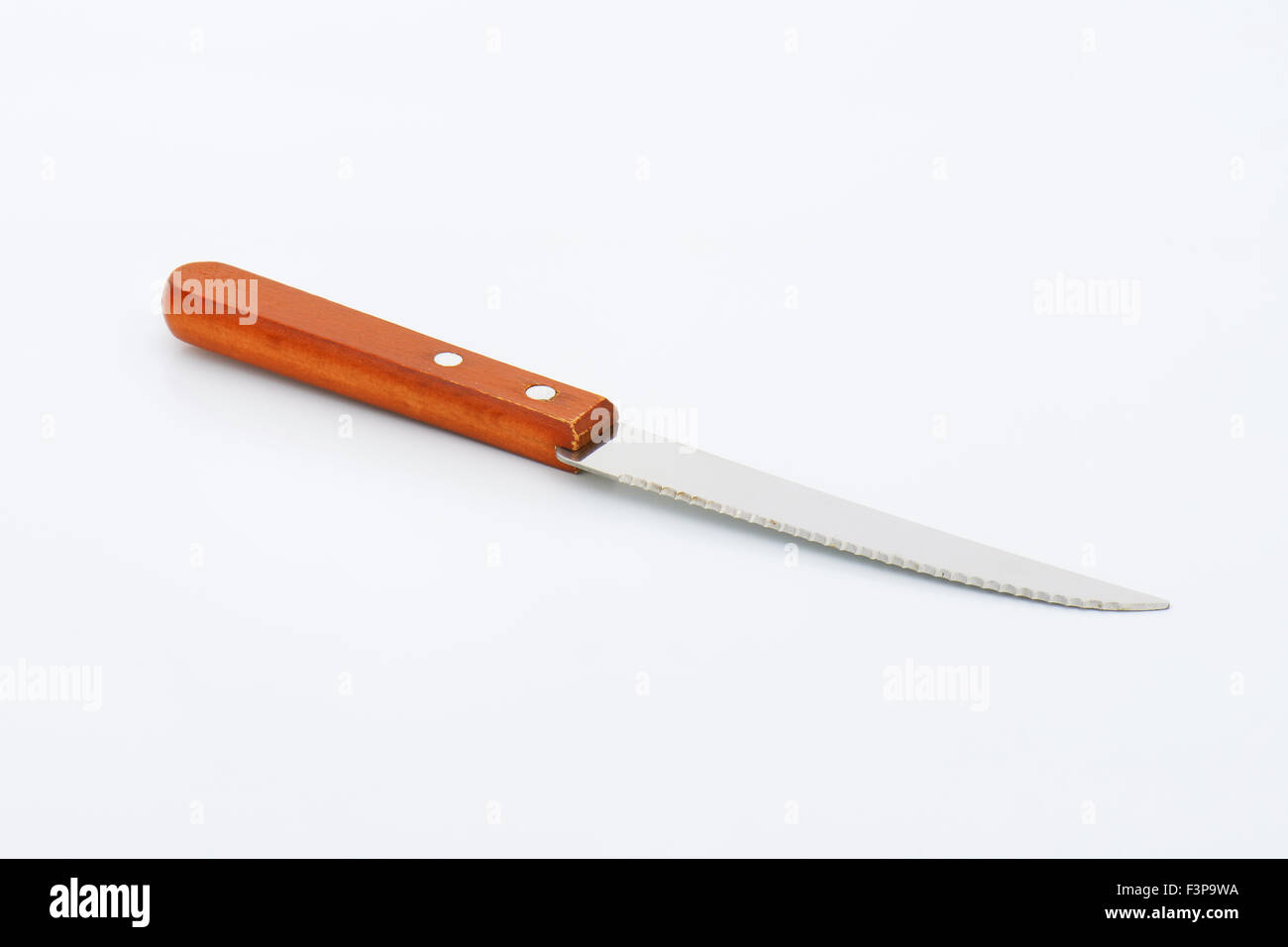 kitchen knife with wooden handle on white background Stock Photo - Alamy