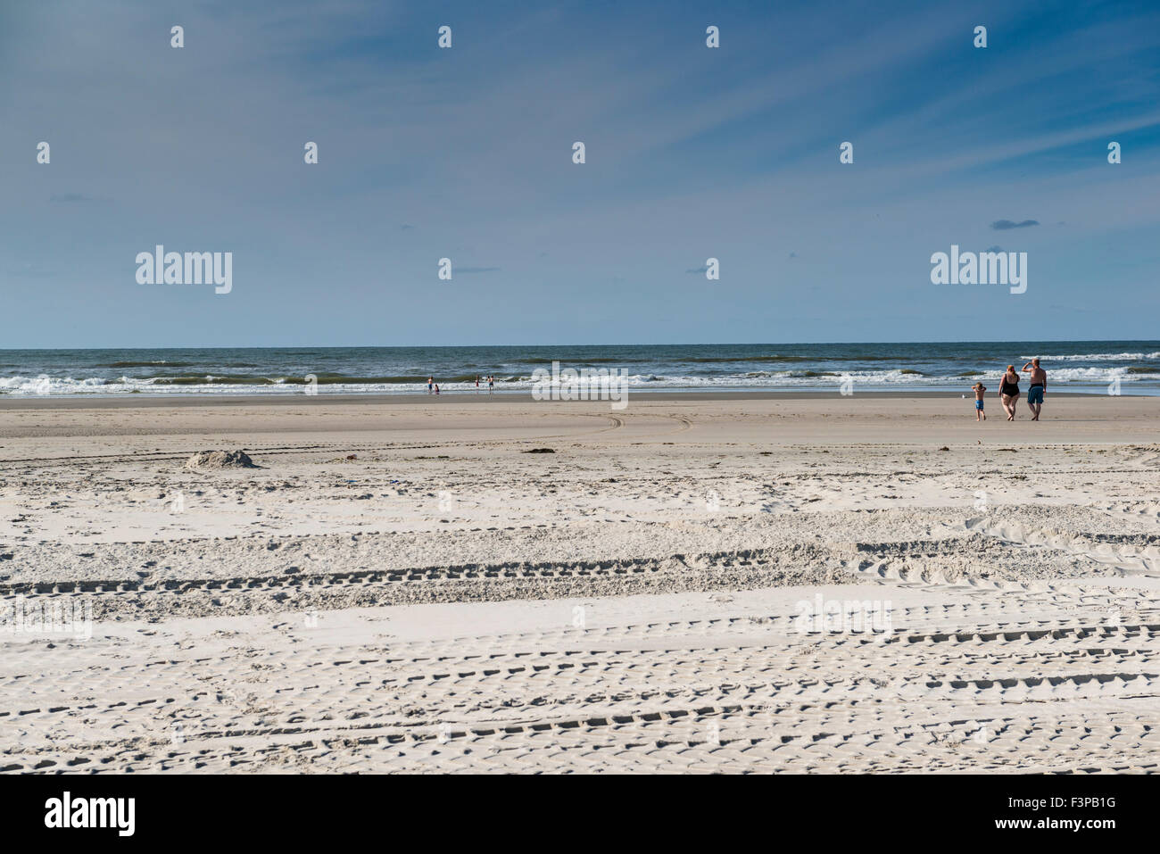 2 July 2014 The beach is very wide at The Zandzee Bar at paal 11 at the Noordzee Beach. De Zandzeebar bij Paal 11 op het Noord Stock Photo