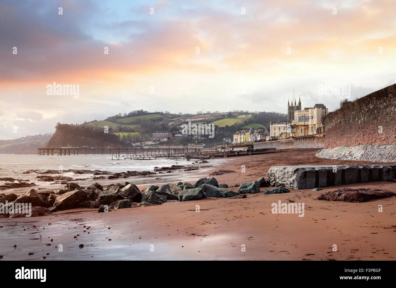 The beach at Teignmouth, Devon, England. Stock Photo