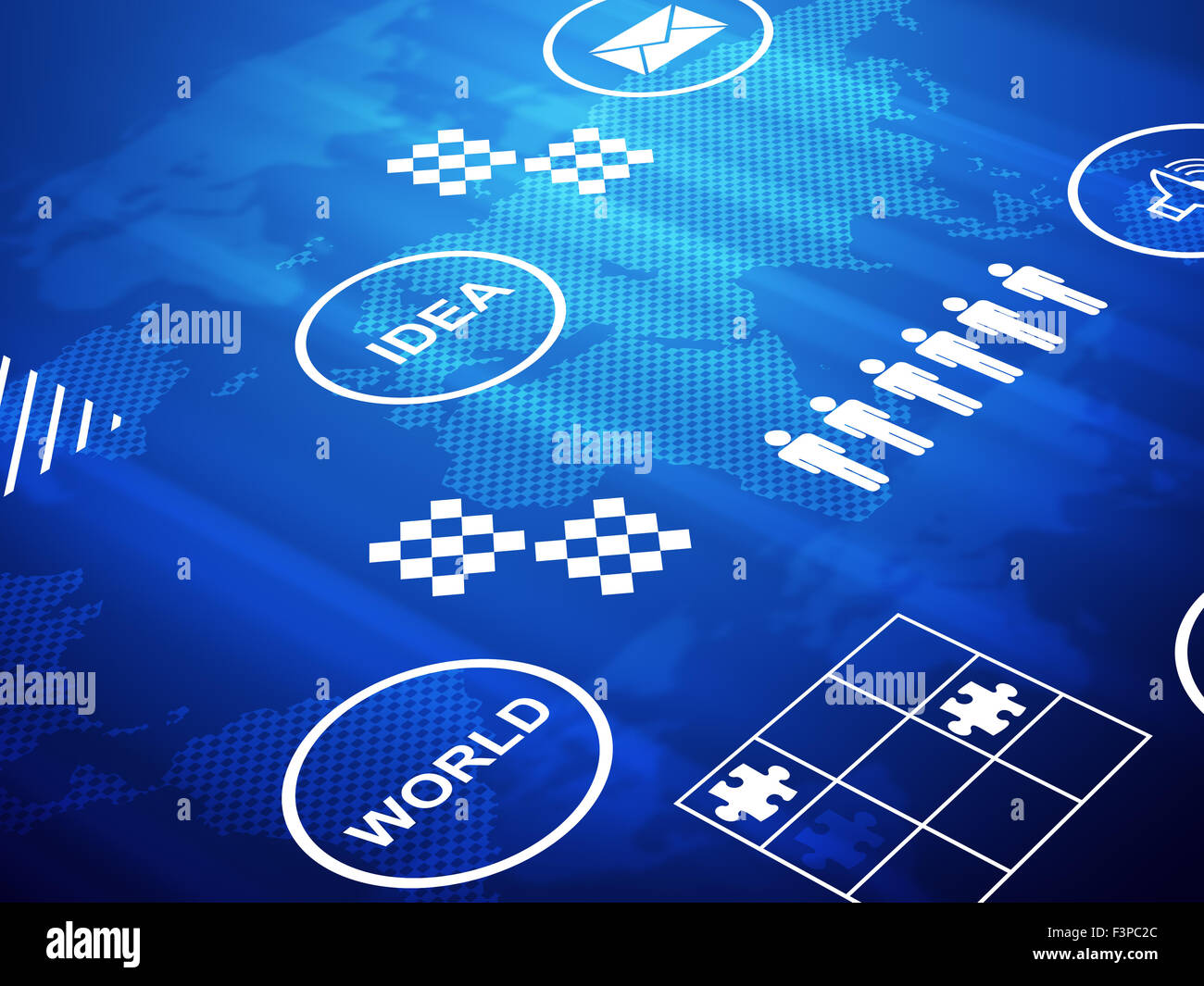 Abstract blue background with puzzle signs Stock Photo - Alamy