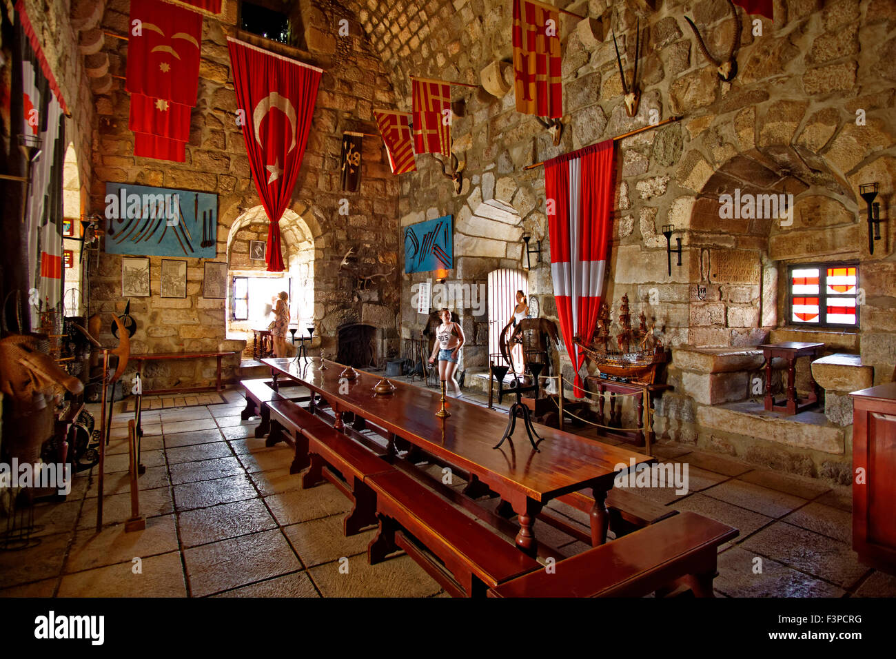 Interior of the English Tower at the castle of St. Peter's, Bodrum, Mugla, Turkey. The tower was home to the English knights. Stock Photo