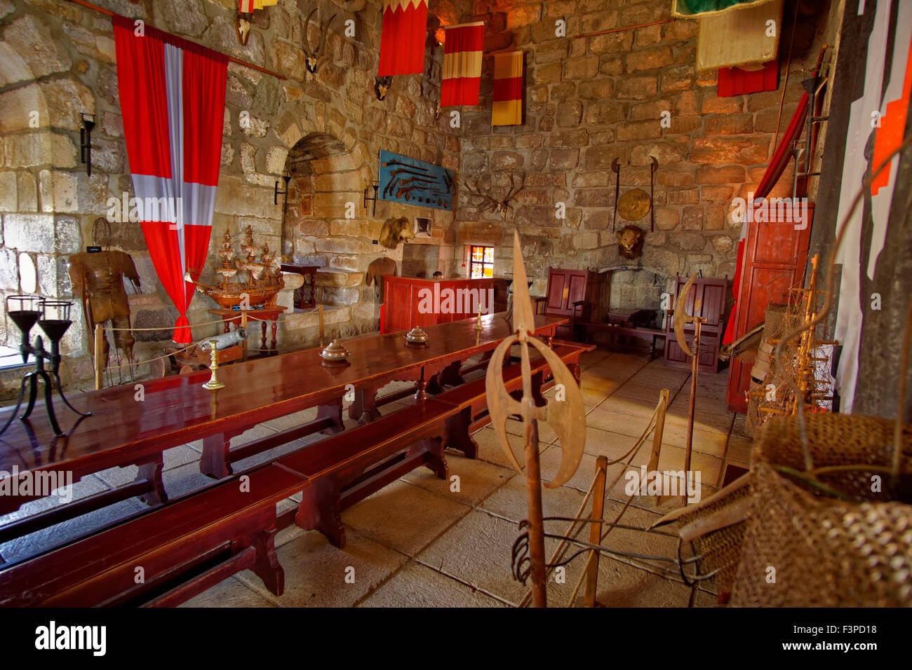 Interior of the English Tower at the castle of St. Peter's, Bodrum, Mugla, Turkey. The tower was home to the English knights. Stock Photo