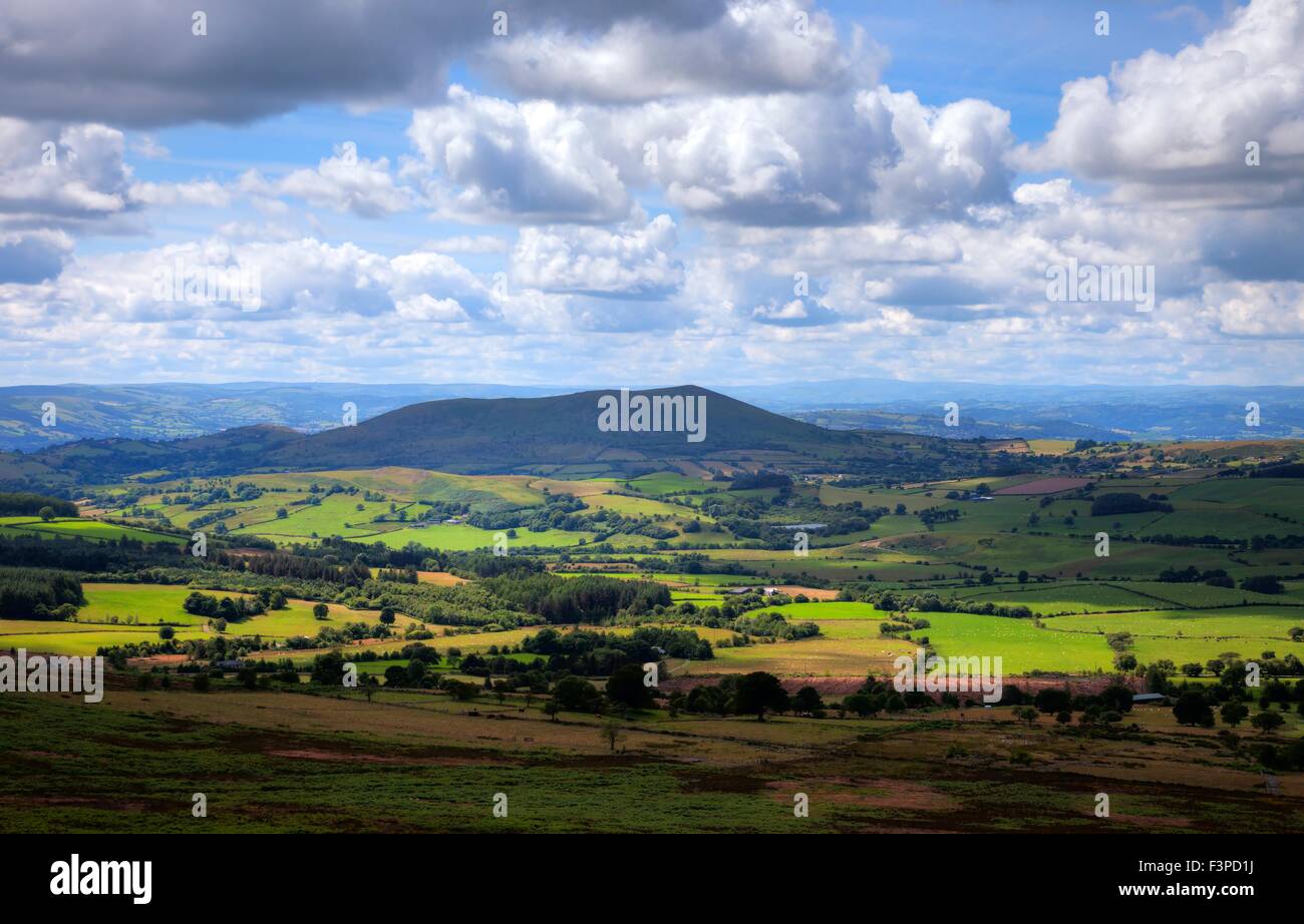 View over Shropshire farmland, Stiperstones, England. Stock Photo