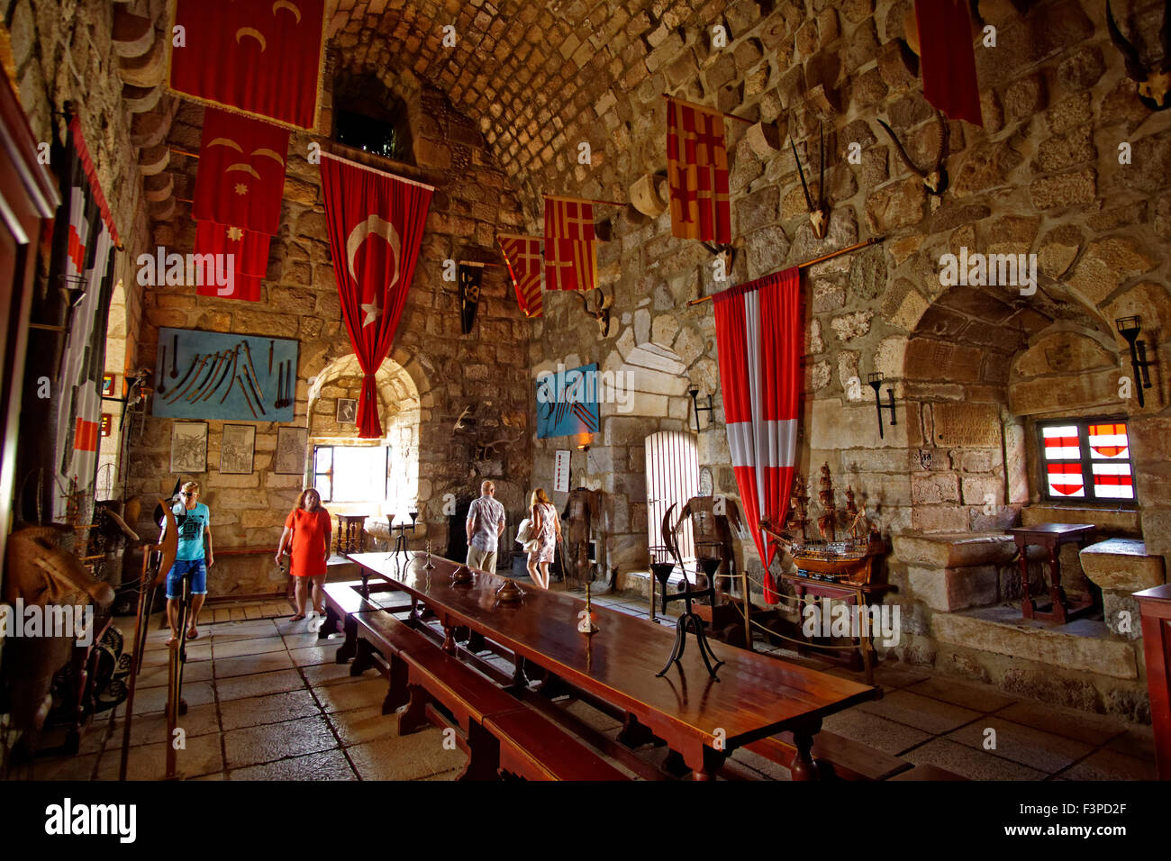 Interior of the English Tower at the castle of St. Peter's, Bodrum, Mugla, Turkey. The tower was home to the English knights. Stock Photo