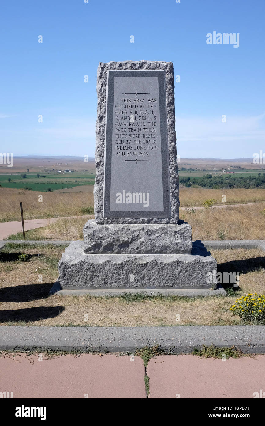Monument to besieged troops at Little Big Horn National Battlefield, Montana Stock Photo