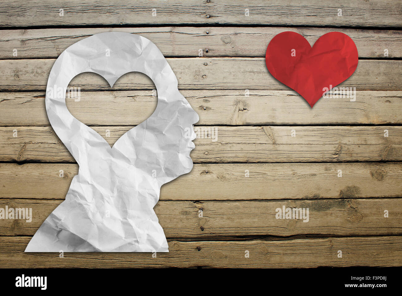 Paper people symbols wood deck background human man head hi-res stock ...