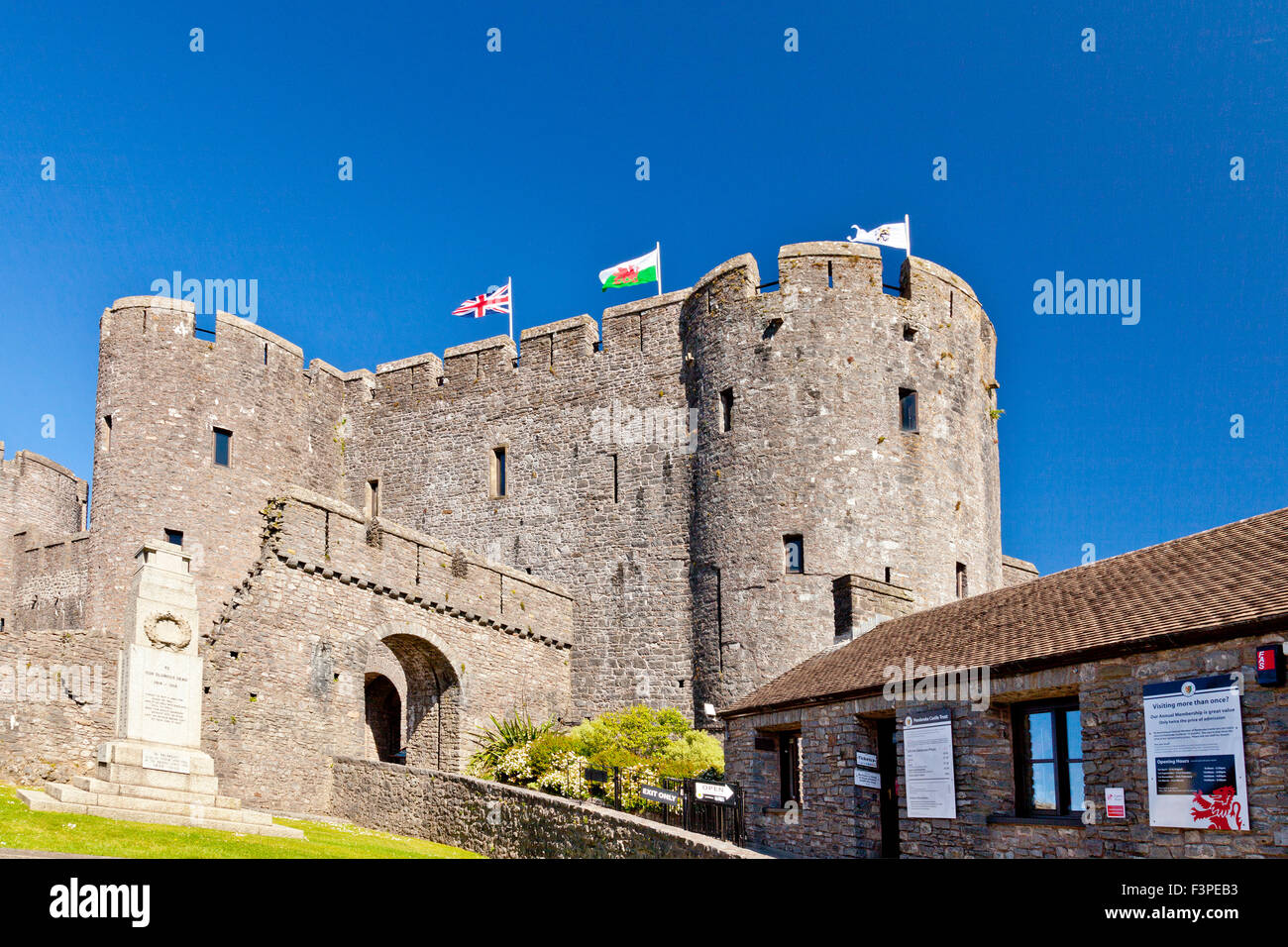 The gatehouse of the 12th century Pembroke Castle, Pembrokeshire, Wales