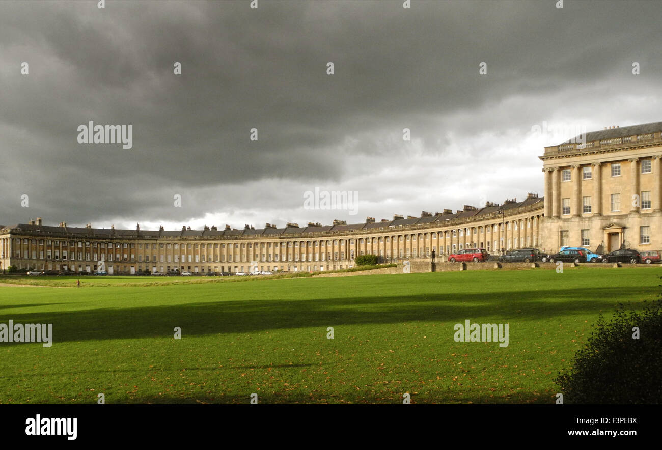The Royal Crescent at Bath in UK classic panoramic view Stock Photo