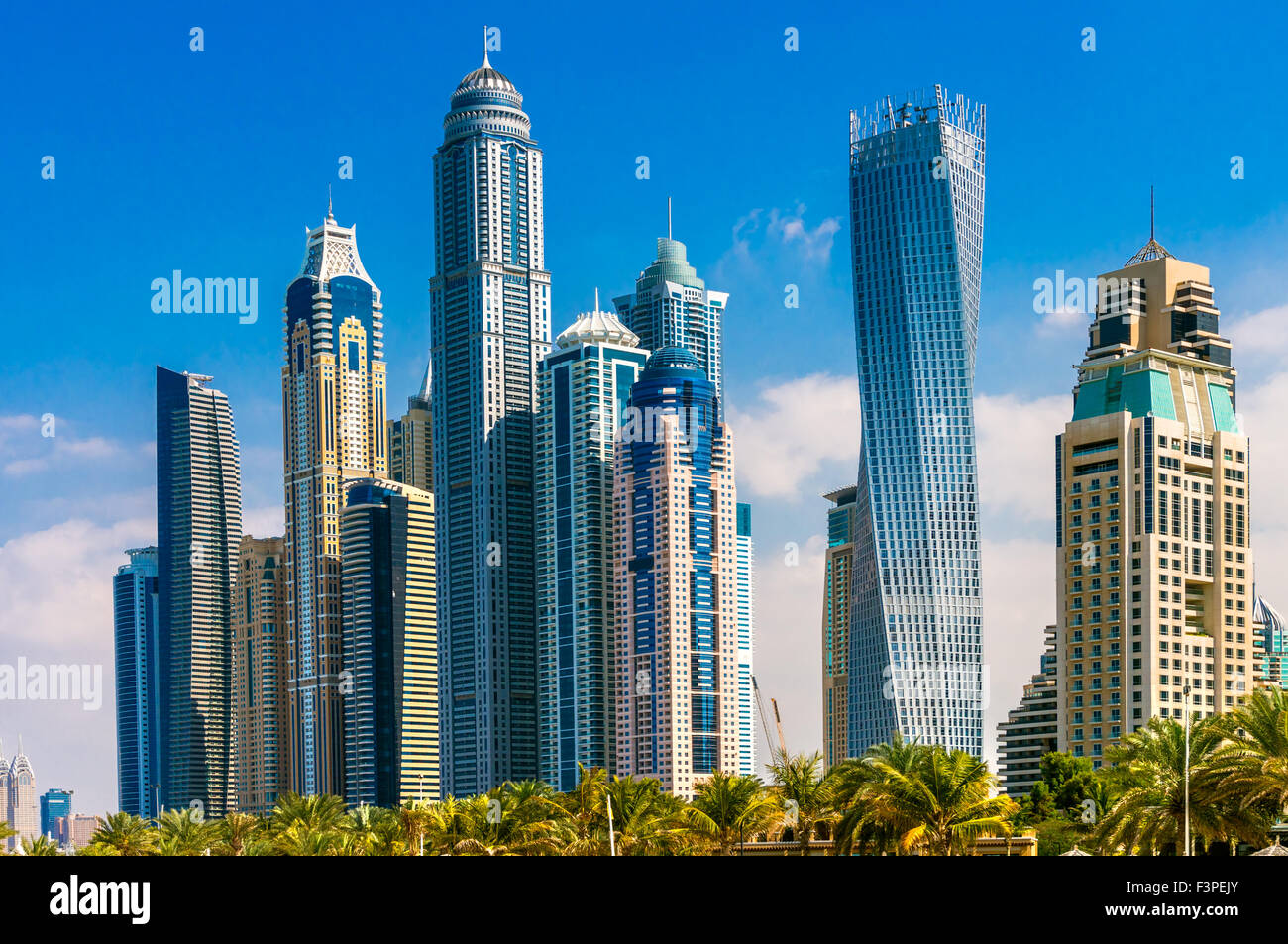 Skyscrapers in Dubai Marina. UAE Stock Photo