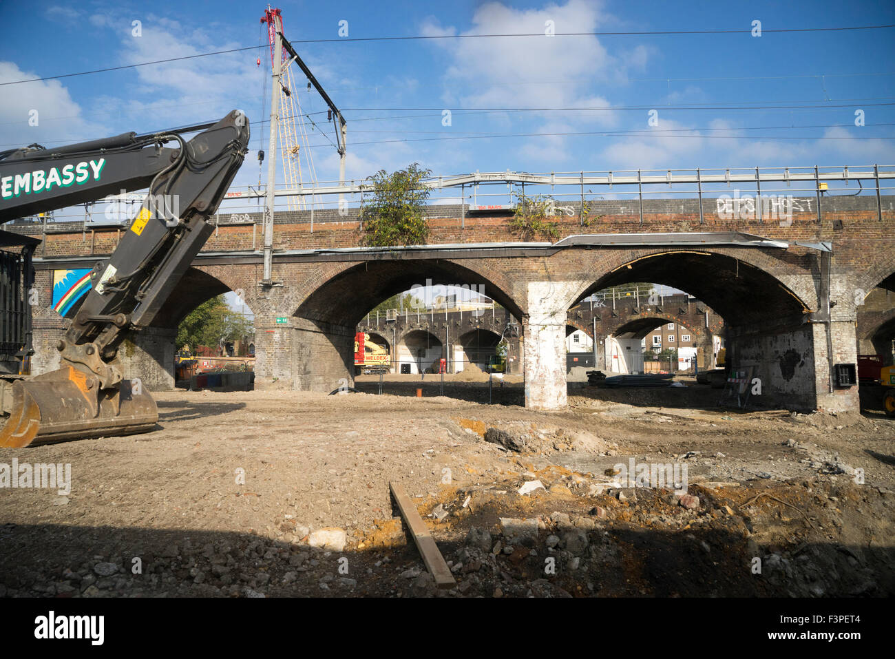 October 2015: Construction work on the redevelopment of the Camden Lock Village commences by the MACE group on behalf of Labtech Stock Photo