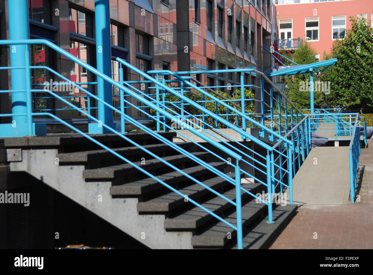 New building showing colorful entrances in The Netherlands Stock Photo