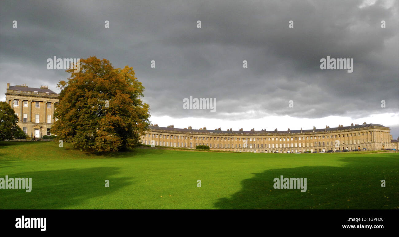 The Royal Crescent at Bath in UK classic panoramic view Stock Photo
