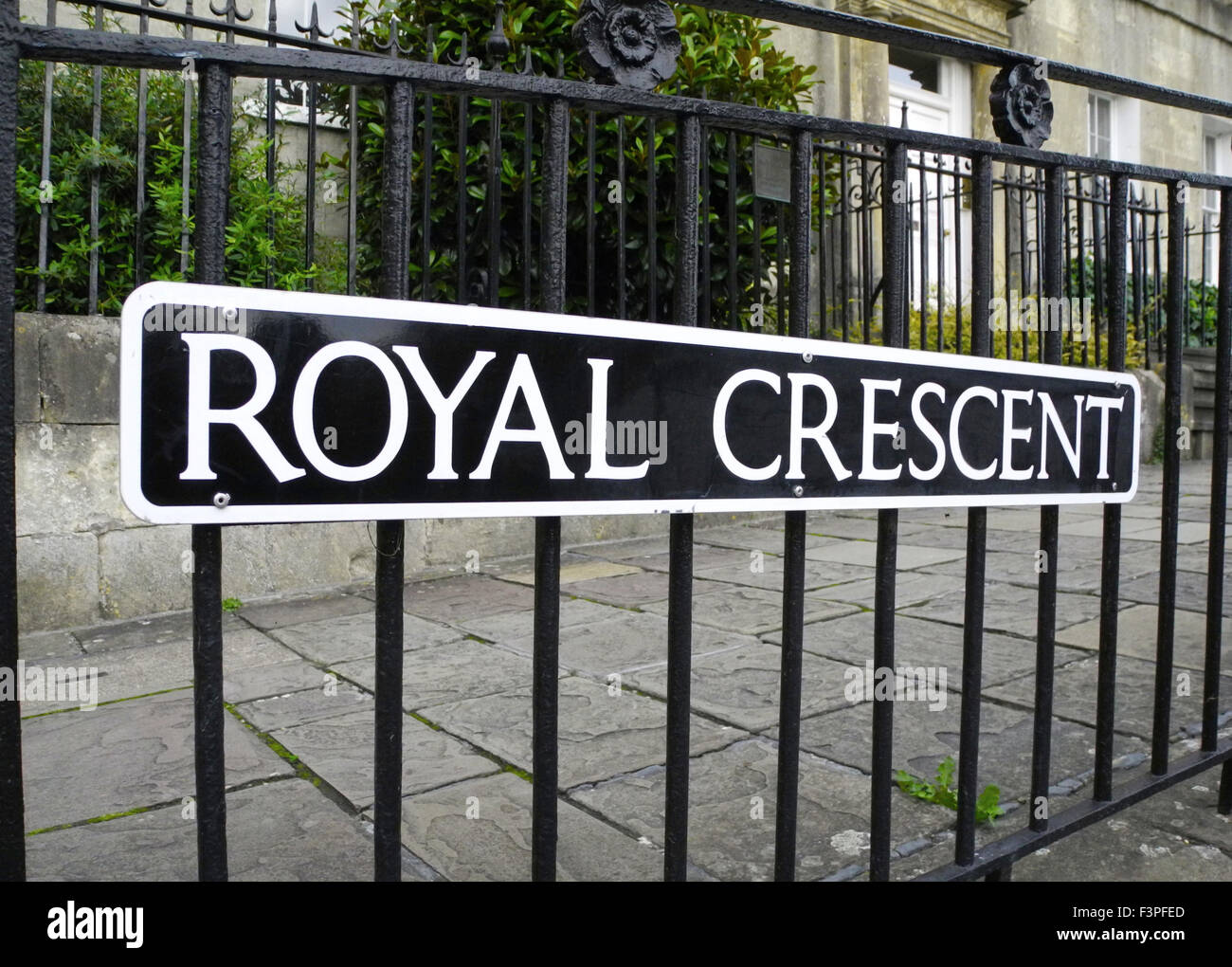 The Royal Crescent at Bath in UK with tourists Stock Photo