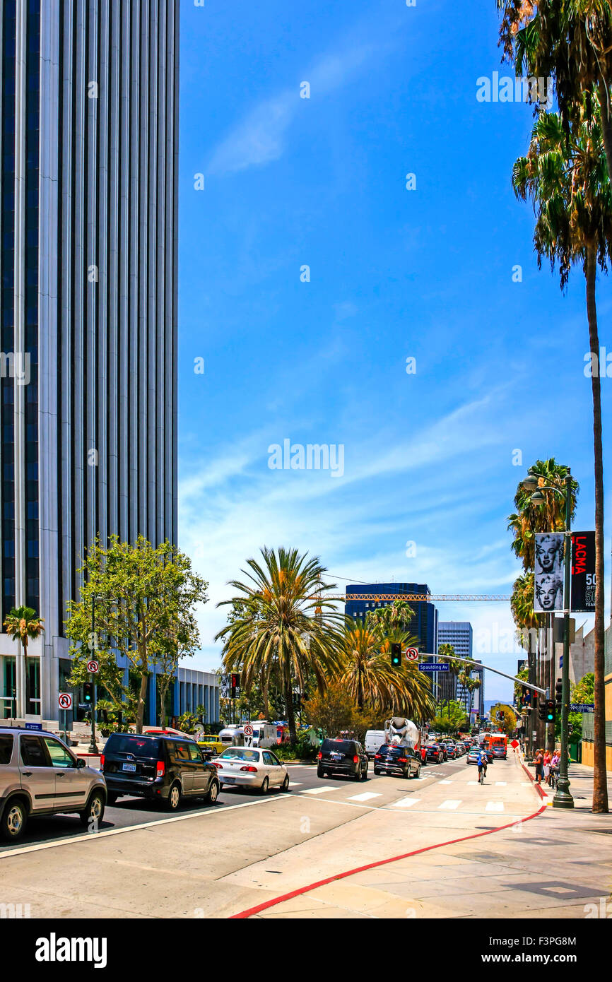 The SBE skyscraper and Wiltshire Blvd in downtown Los Angeles Stock ...