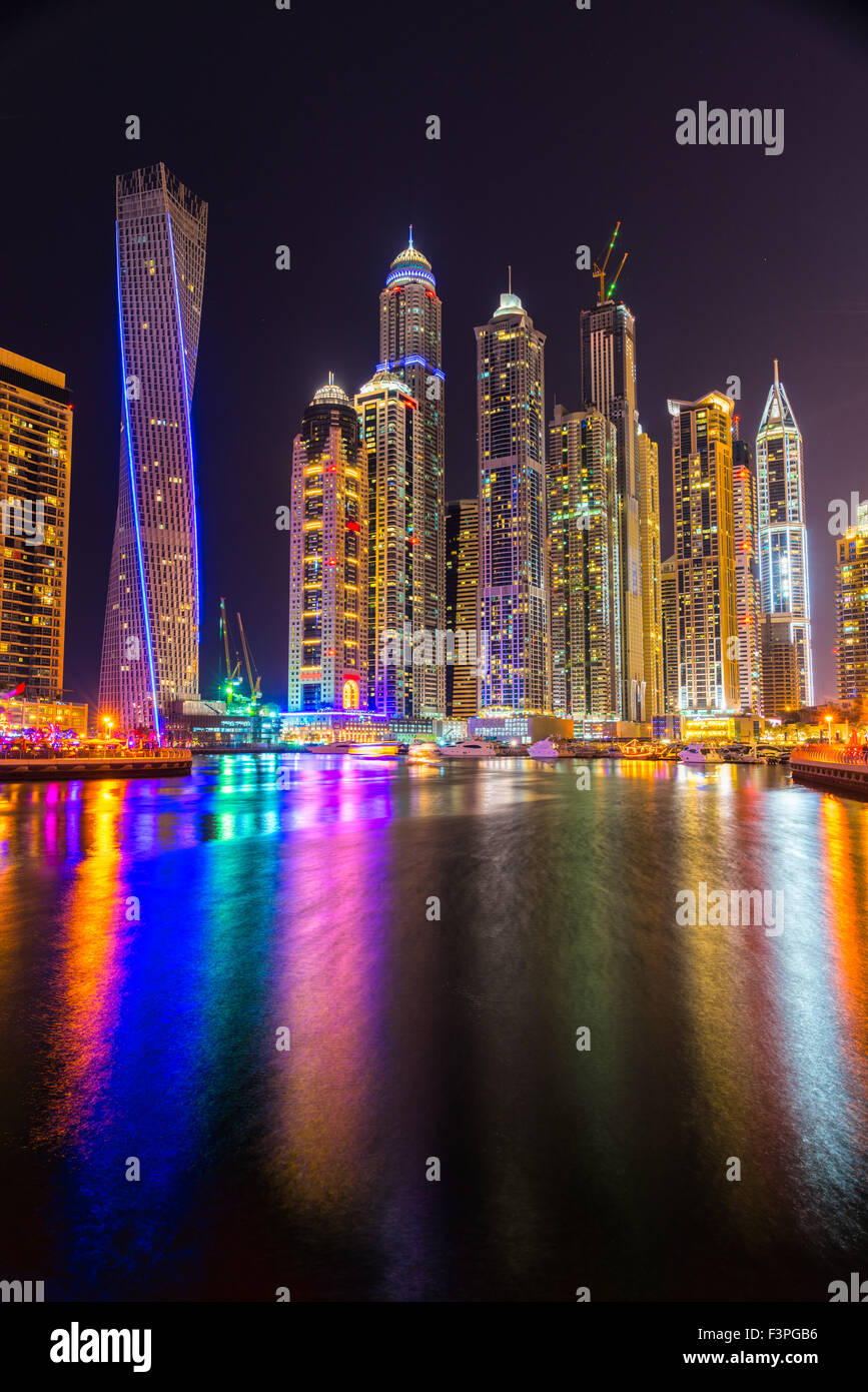 Skyscrapers in Dubai Marina. UAE Stock Photo