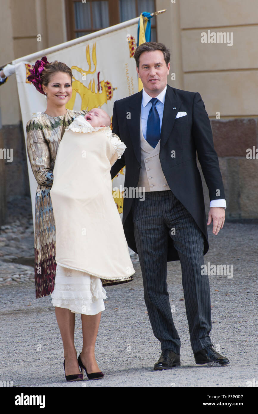 Stockholm Sweden. Sunday, 11th October. The Swedish Royal Family celebrates the christening of Prince Nicolas in small familiar circle. Credit:  Stefan Crämer/Alamy Live News Stock Photo