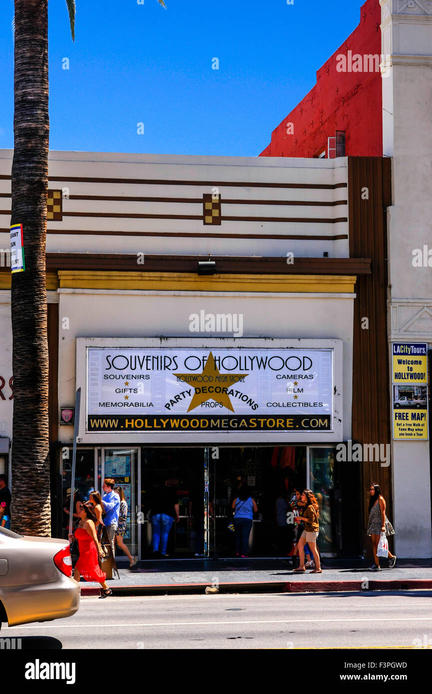 Souvenirs of Hollywood film memorabilia store on Hollywood Blvd and the