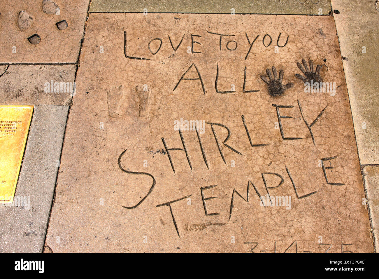 Shirley Temple hand prints in cement outside Grauman's Chinese Theater