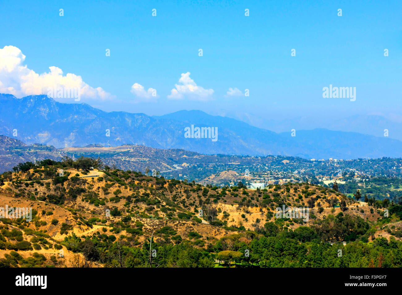 View of Mt Wilson and the Deukmejian Wilderness Park East of Los Angeles CA Stock Photo