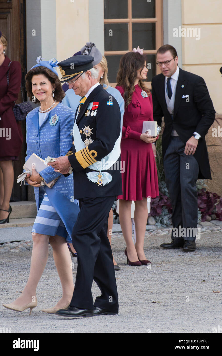 Stockholm Sweden. Sunday, 11th October. The Swedish Royal Family celebrates the christening of Prince Nicolas in small familiar circle. Credit:  Stefan Crämer/Alamy Live News Stock Photo