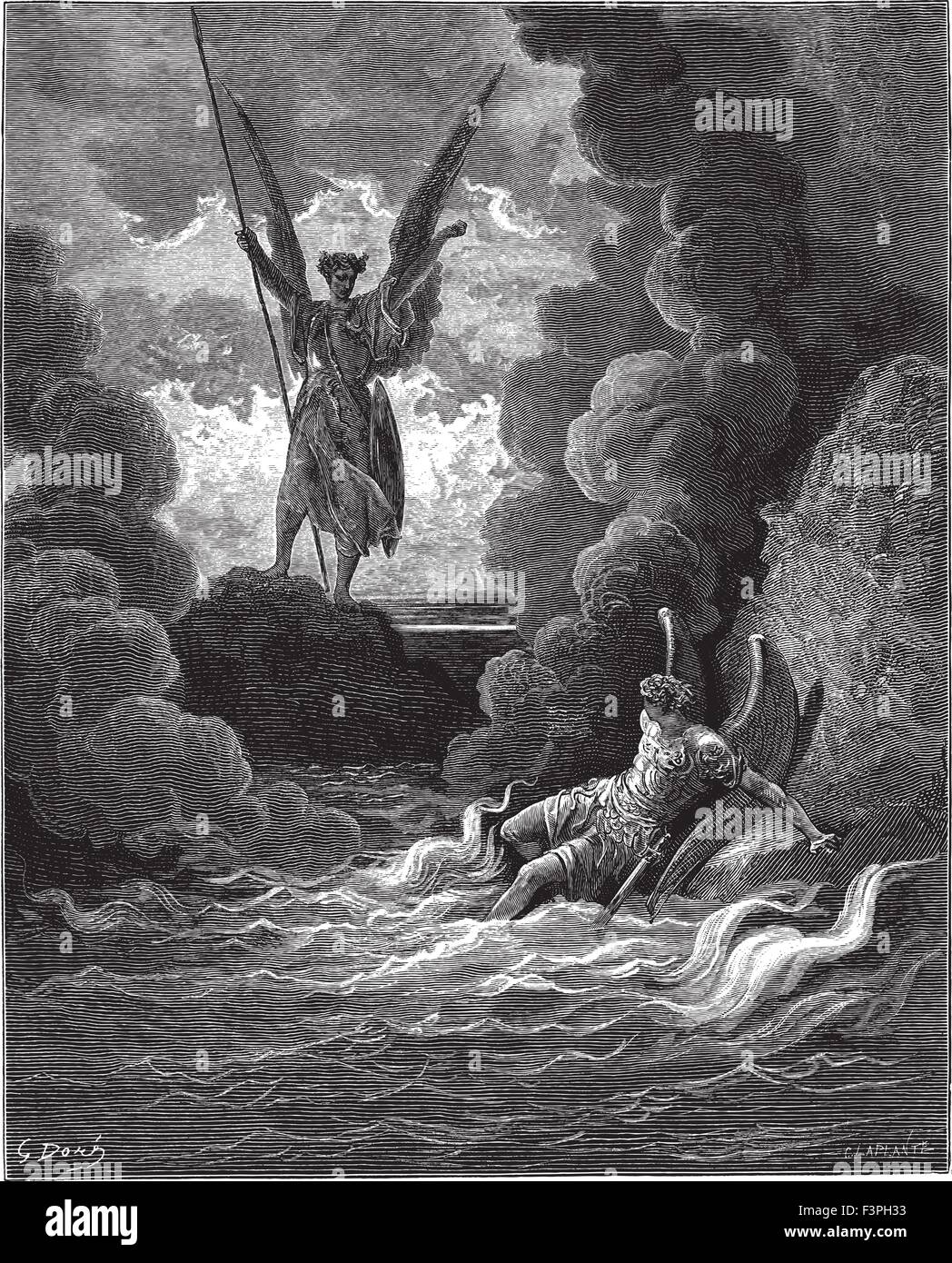 Illustration #2 from John Milton's 'Paradise Lost', by Gustave Dore. Stock Vector