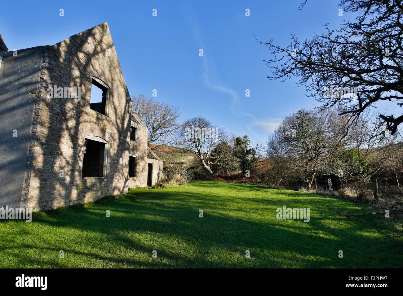 Tyneham; Ruined House Village Abandonned in WW2; Dorset; UK Stock Photo