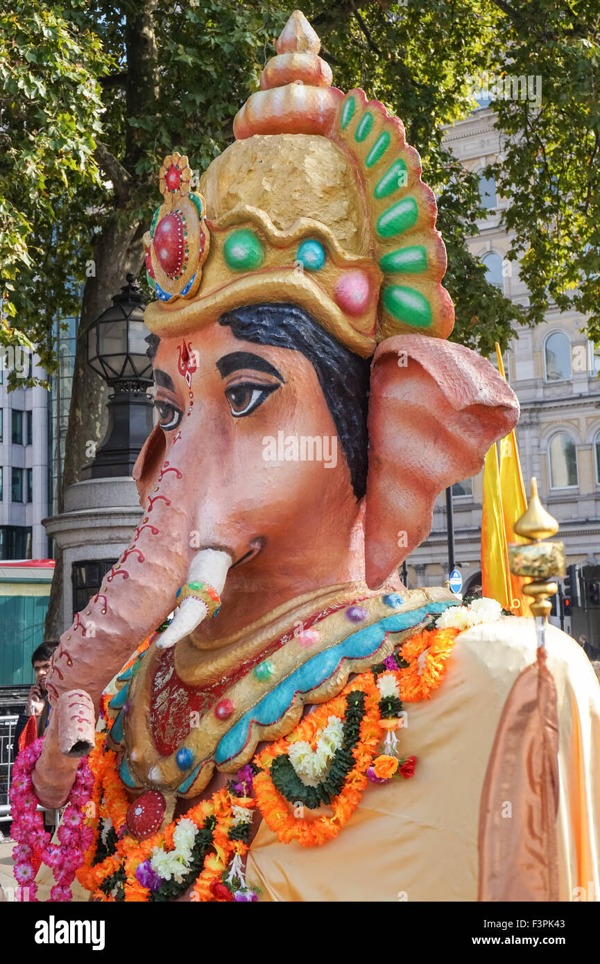 Ganesha statue during Diwali celebrations at Trafalgar Square, London England United Kingdom UK Stock Photo