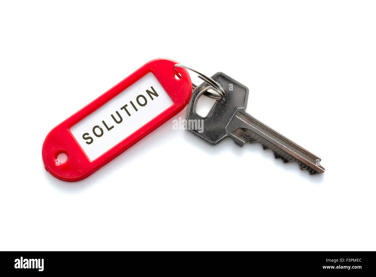 Key and label. Solution concept. Isolated over white Stock Photo Alamy
