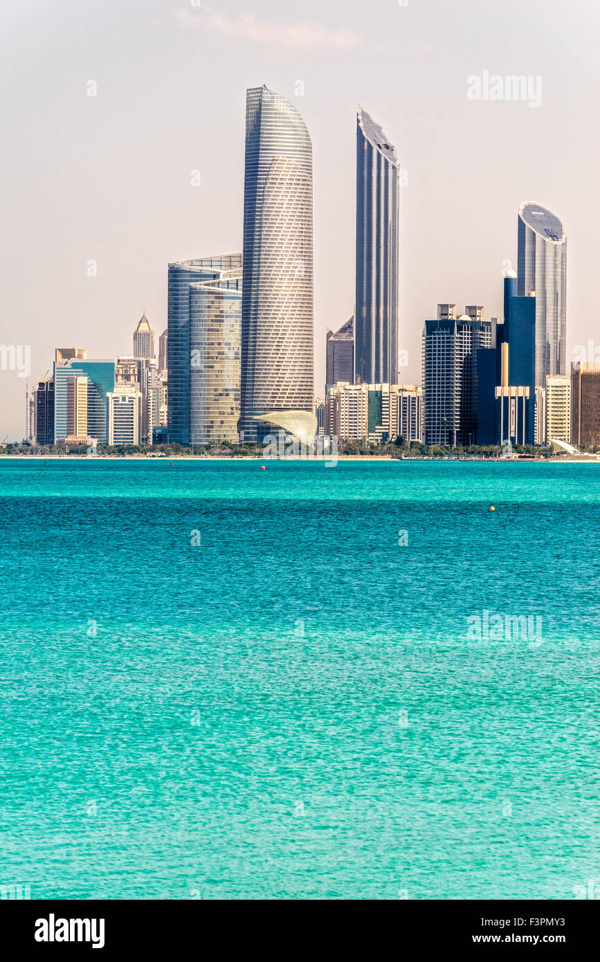 Abu Dhabi Skyline, United Arab Emirates Stock Photo