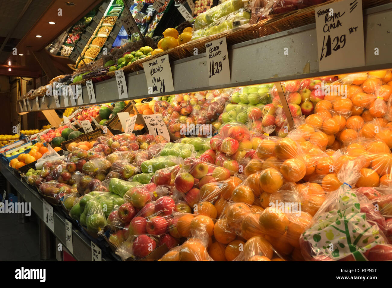 A fruit and vegetable market with a variety of market grocery produce
