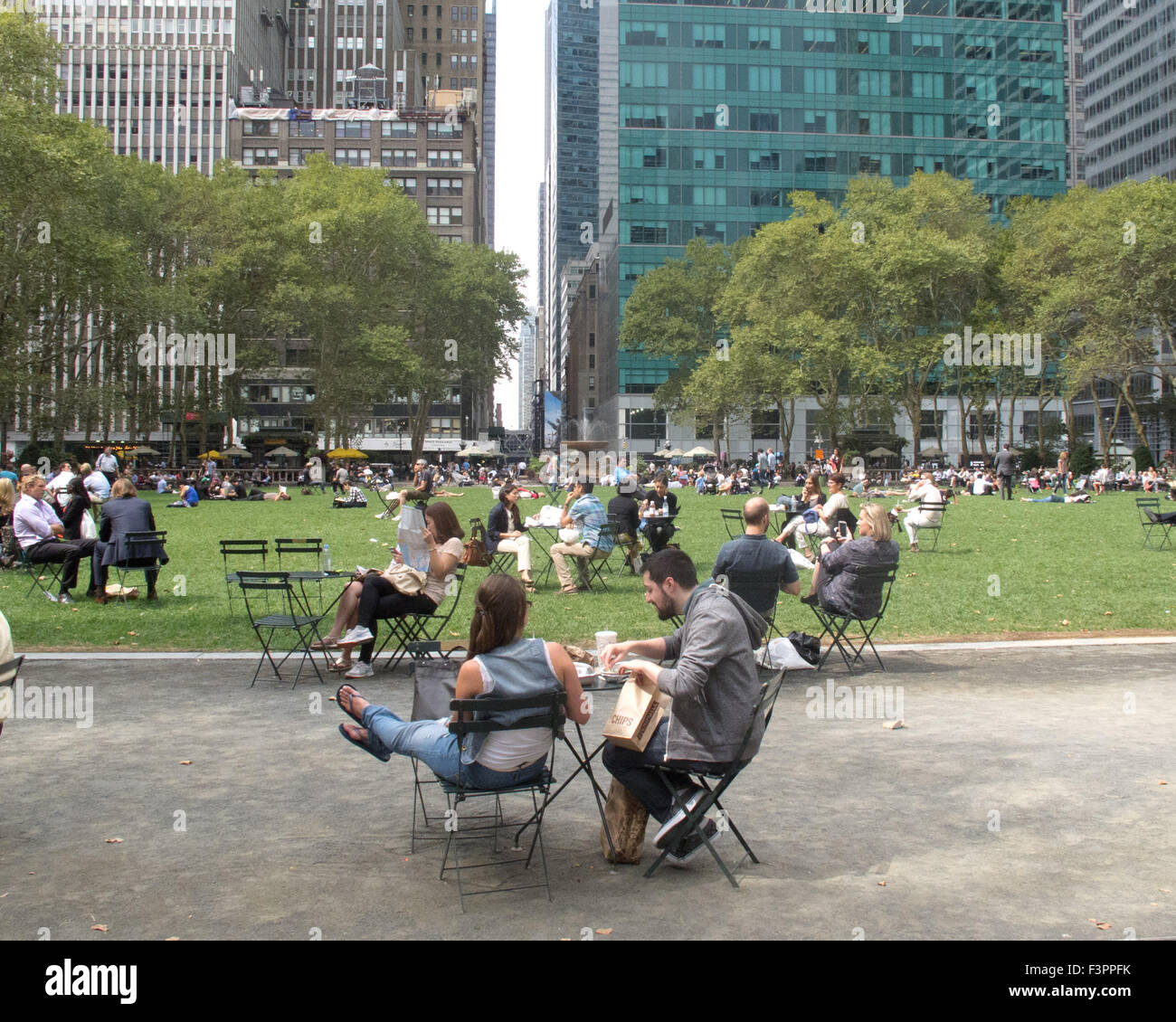 Lunchtime in Bryant Park,Manhattan,New York City. Stock Photo