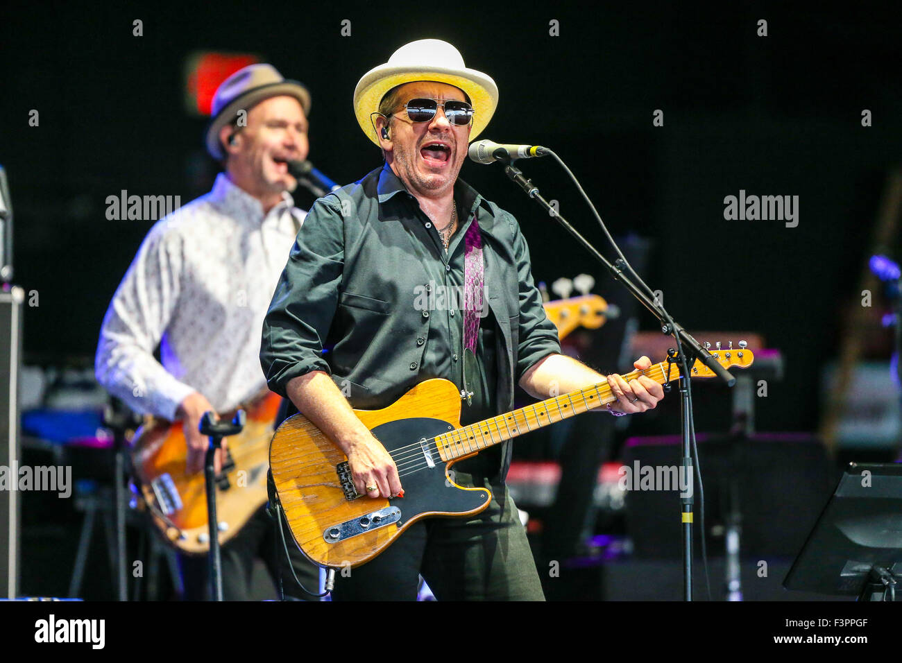 Elvis Costello performs live on tour in 2015 Stock Photo