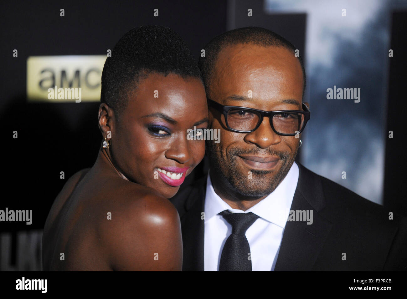New York City. 9th Oct, 2015. Danai Gurira and Lennie James attend AMC's 'The Walking Dead' Season 6 Fan Premiere Event 2015 at Madison Square Garden on October 9, 2015 in New York City. © dpa/Alamy Live News Stock Photo