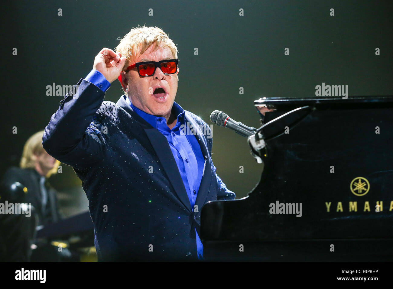 Music Artist Sir Elton John performs on his 2015 World Tour Stock Photo