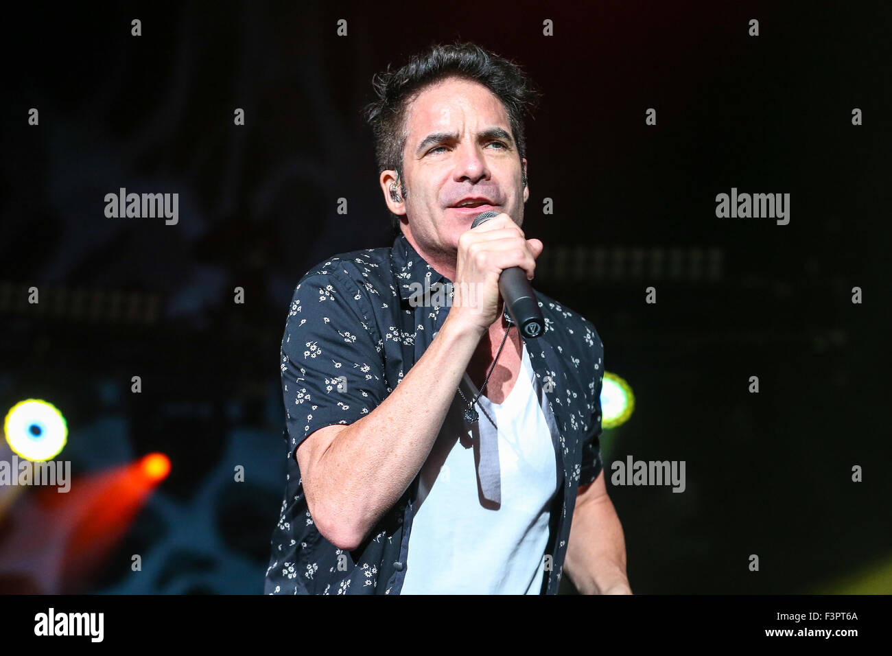 Train performs in North Carolina.   Train is an American rock band from San Francisco, formed in 1993. The band currently consists of Pat Monahan (vocals), Jimmy Stafford (lead guitar), Jerry Becker (rhythm guitar and piano), Hector Maldonado (bass), Drew Shoals (drums), Nikita Houston (backing vocals) and Sakai Smith (backing vocals). Stock Photo