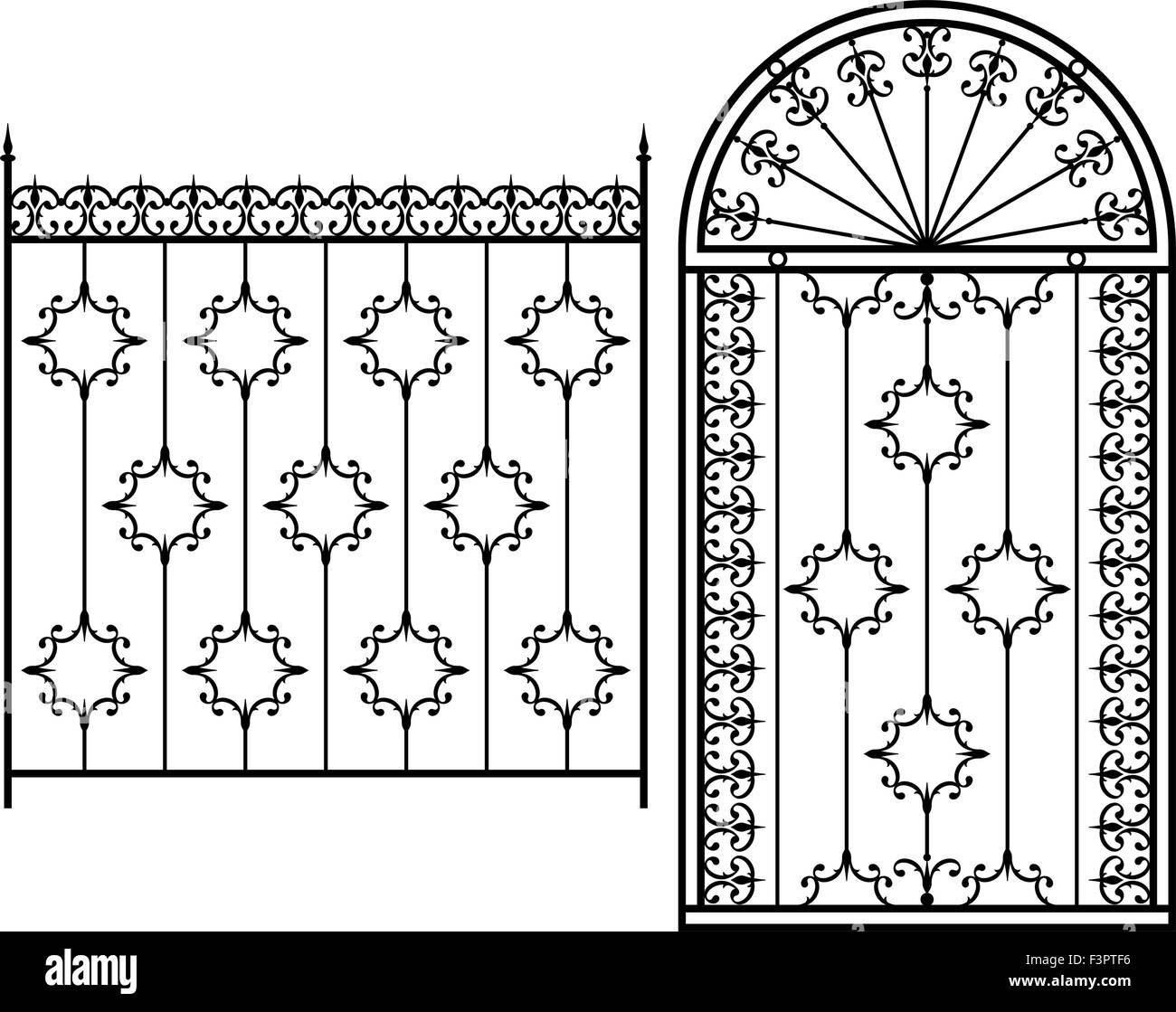 Wrought Iron Gate, Door, Fence, Window, Grill, Railing Design Vector Art  Stock Vector Image & Art - Alamy