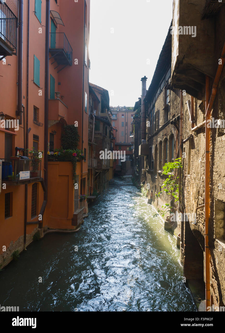 Italy, EmiliaRomagna region, Bologna river canal in city Stock Photo
