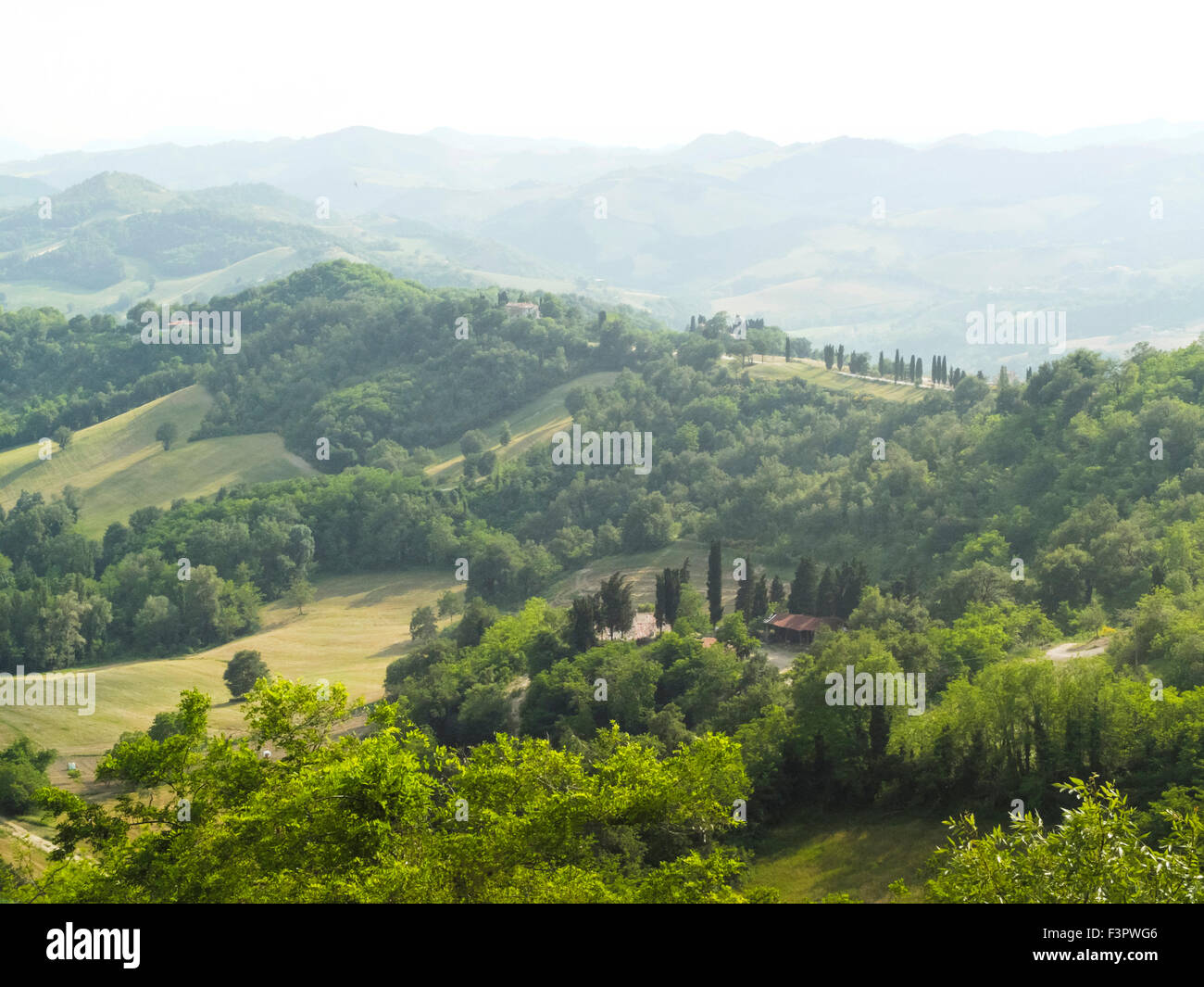Italy, Emilia-Romagna, Urbino - view from the town. Stock Photo