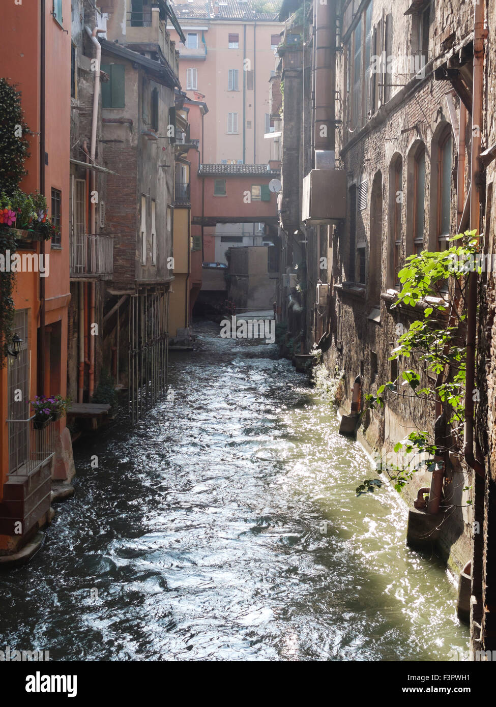 Italy, Emilia-Romagna region, Bologna - river canal in city. Stock Photo