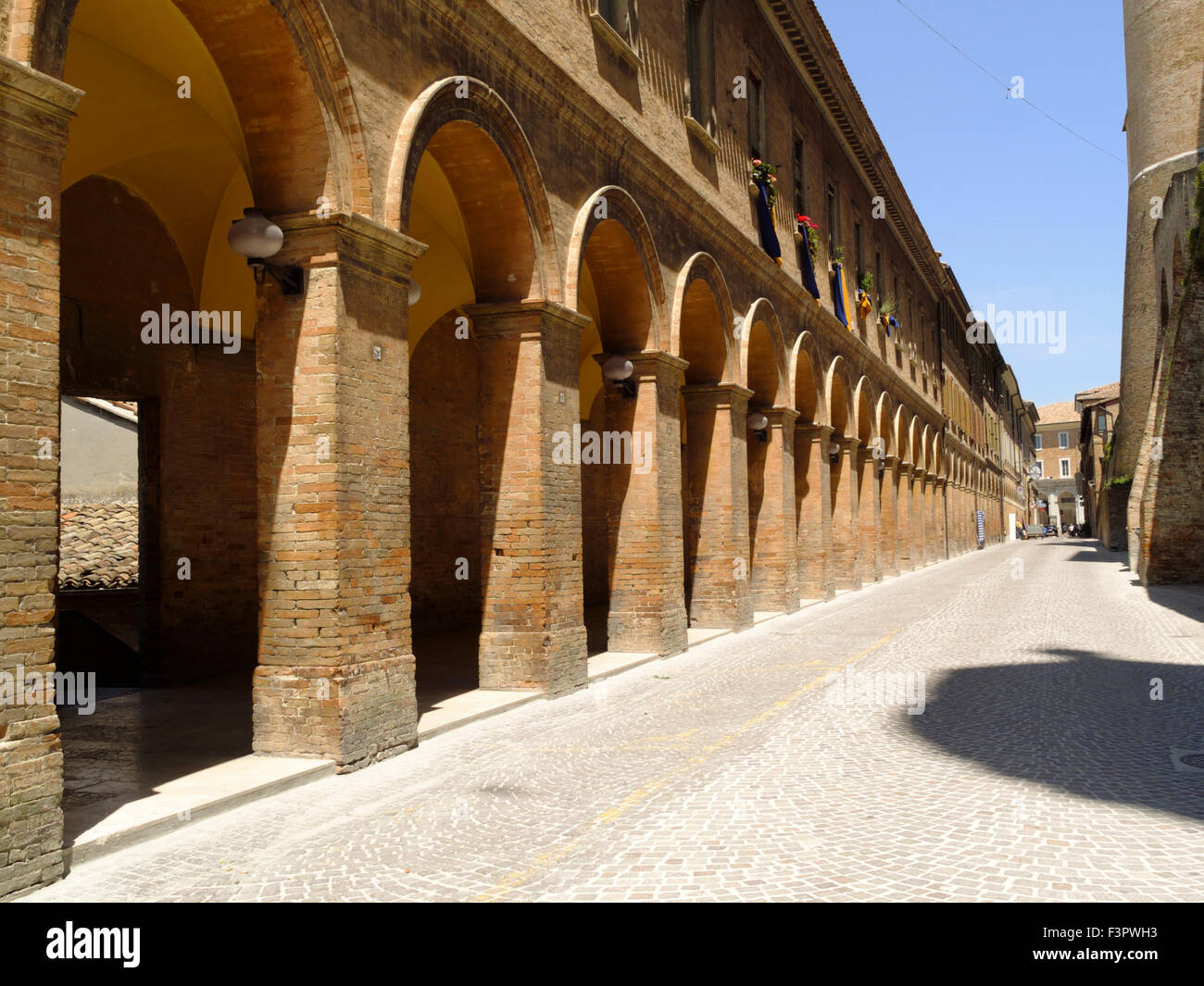 Italy, Emilia-Romagna, Urbino - the historic red brick architecture. Stock Photo
