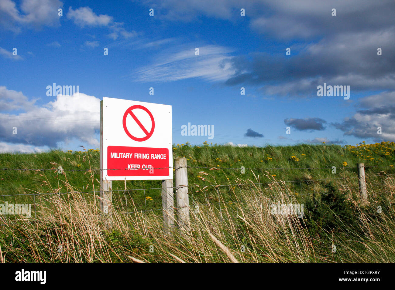 Keep out sign at military firing range, Magilligan Point, Northern
