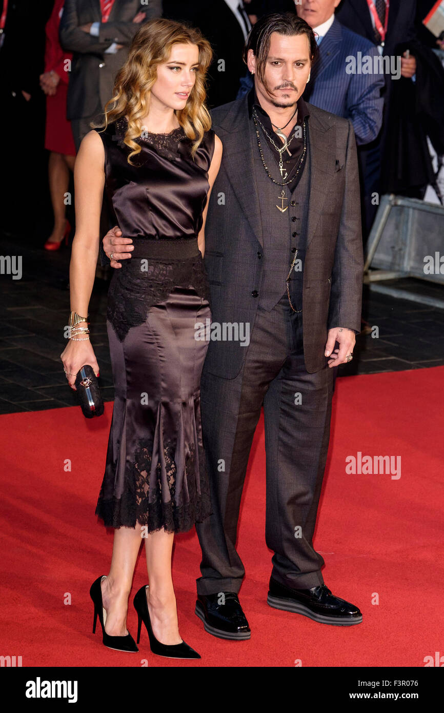 Johnny Depp With Amber Heard Arrives On The Red Carpet For The London Film Festival Screening