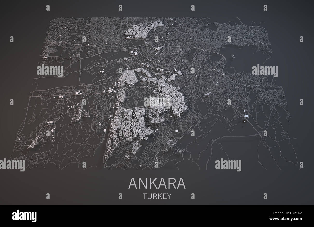 Map of Ankara, Turkey, satellite view, map in 3d Stock Photo Alamy