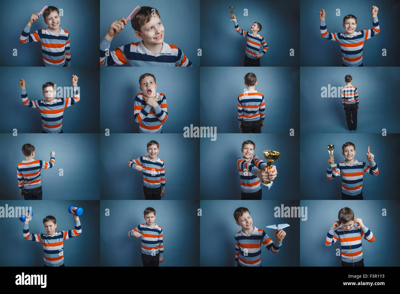 teenager collection set boy pictures on the theme of sports life Stock ...