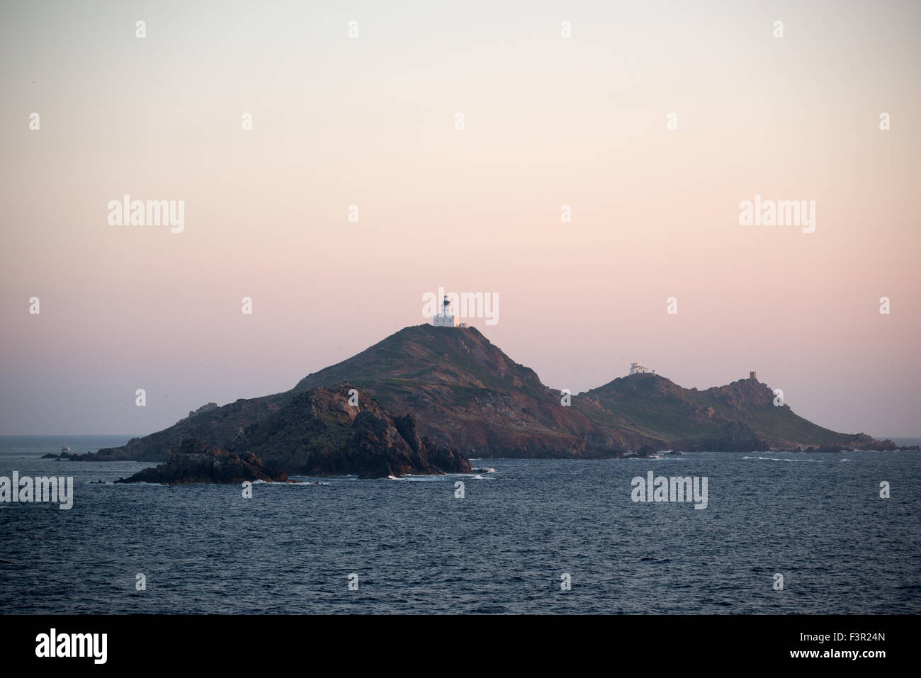 Lighthouse Sanguinaires Islands, Ajaccio, Corsica, France Stock Photo