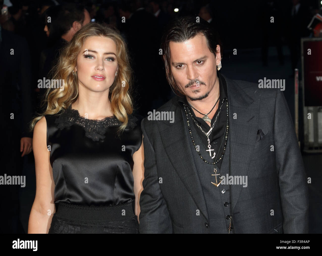 London, UK. 11th Oct, 2015. Johnny Depp and Amber Heard at the BFI