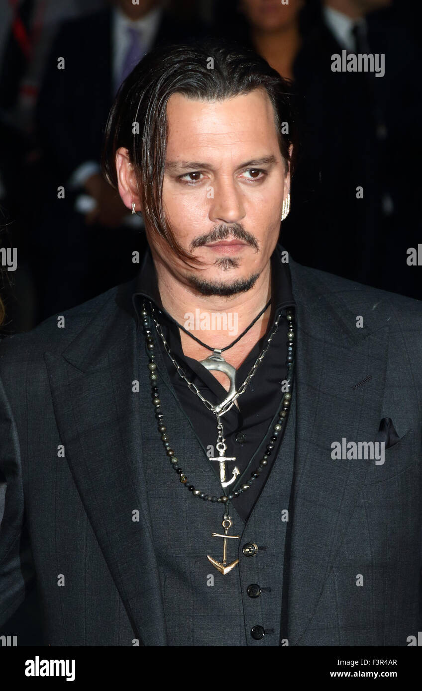 London, UK. 11th Oct, 2015. Johnny Depp at the BFI London Film Festival -  Black Mass - Virgin Atlantic Gala at the Odeon Leicester Square, on October  11th 2015 in London, England