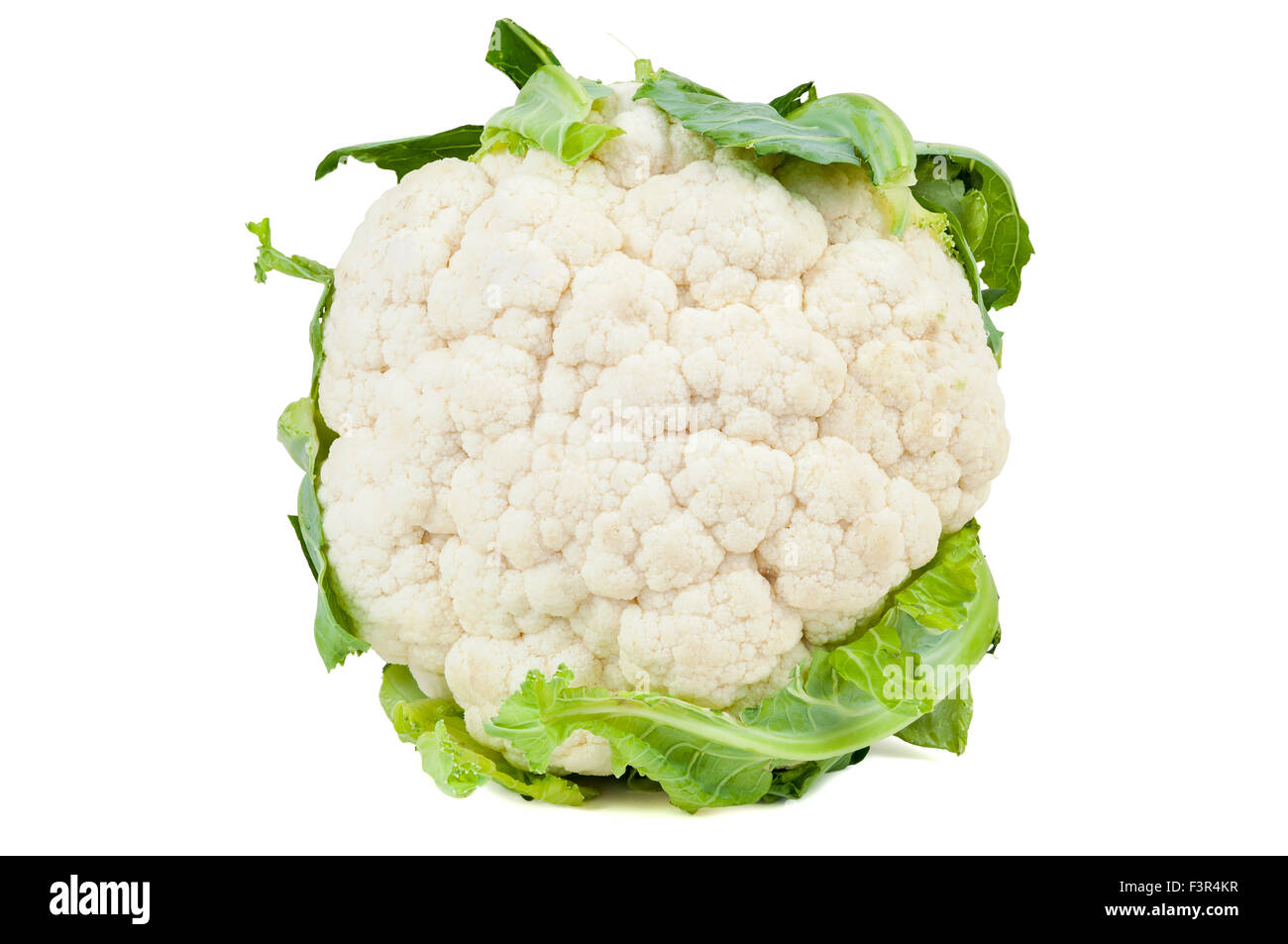 Cauliflower with leaves isolated on white background with clipping path Stock Photo